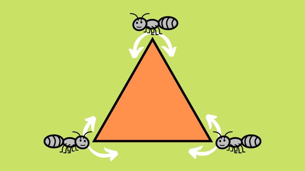 3 Ameisen im Dreieck Rätsel