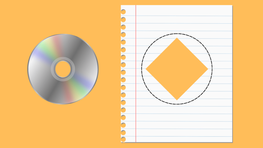 CD durch Quadrat Loch Papier